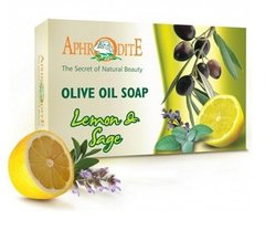 Натуральное оливковое мыло с маслом Лимона и Шалфея, Aphrodite, 100 г - фото