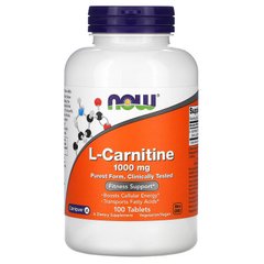 Now Foods, L-карнітин, 1000 мг, 100 таблеток (NOW-00068) - фото