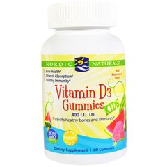 Витамин D3 для детей, Vitamin D3, Nordic Naturals, 400 МЕ, 60 желе - фото