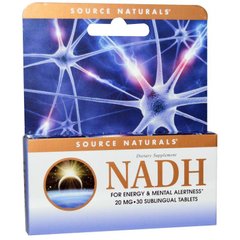 Никотинамидадениндинуклеотид, NADH, Source Naturals, 20 мг, 30 таблеток - фото
