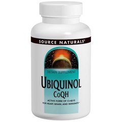Убихинол CoQH, Ubiquinol, Source Naturals, 100 мг, 30 капсул - фото