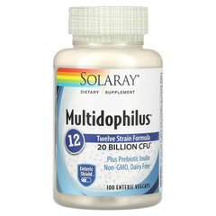 Пробиотики, Multidophilus 12, Solaray, 20 млрд КОЕ, 100 капсул - фото