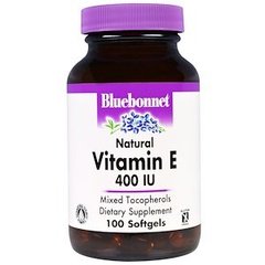 Вітамін Е, Vitamin E, Bluebonnet Nutrition, 400 МО, 100 капсул - фото