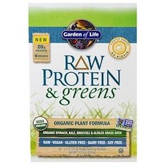 Растительный белок и зелень, Protein & Greens, Garden of Life, органик, подслащенный, 10 пакетов по 33 г - фото