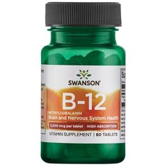 Витамин В12 (метилкобаламин), Ultra Vitamin B-12 Methylcobalamin, Swanson, 5000 мкг, вкус клубники, 60 таблеток - фото