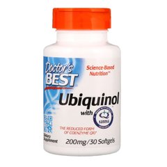 Убихинол, Ubiquinol with Kaneka, Doctor's Best, 200 мг, 30 желатиновых капсул - фото