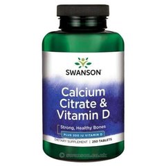 Кальций цитрат и витамин Д, Calcium Citrate & Vitamin D, Swanson, 250 таблеток - фото