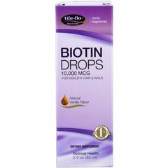 Біотин в краплях, Biotin Drops For Healthy Hair & Nails, Life Flo Health, ванільний смак, 10 000 мкг, 60 мл - фото