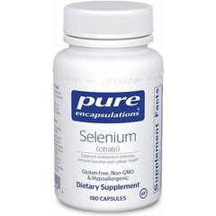 Селен (цитрат), Selenium (citrate), для антиоксидантной и сердечно-сосудистой поддержки, Pure Encapsulations, 180 капсул - фото