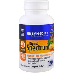 Ферменты от пищевой непереносимости, Digest Spectrum, Enzymedica, для веганов, 120 капсул - фото