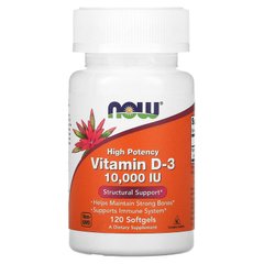 Витамин Д3, Vitamin D-3, Now Foods, 10 000 МЕ, 120 капсул - фото