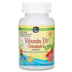 Вітамін D3 для дітей, Vitamin D3, Nordic Naturals, 400 МО, 60 желе - фото