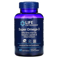 Омега-3, Super Omega-3, Life Extension, 60 капсул - фото