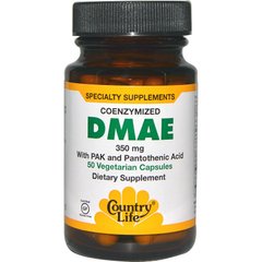DMAE диметиламиноэтанол, Country Life, 350 мг, 50 капсул - фото