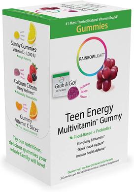 Мультивитамины для подростков, Multivitamin Gummy, Rainbow Light, вкус винограда, 30 пакетиков по 4 конфеты - фото