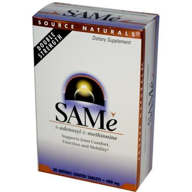 S-Аденозилметіонін, SAM-e, Source Naturals, 400 мг, 30 таблеток - фото