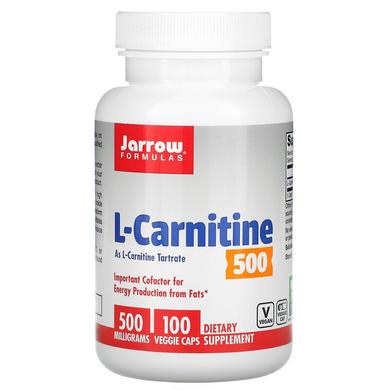 Л карнитин тартрат, L-Carnitine 500, Jarrow Formulas, 100 капсул - фото