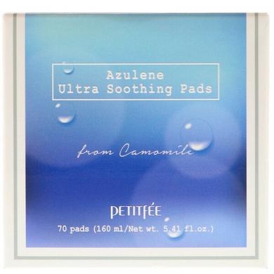 Ультра-зволожуючі подушечки, Azulene Ultra Soothing Pads, Petitfee, 70 шт - фото