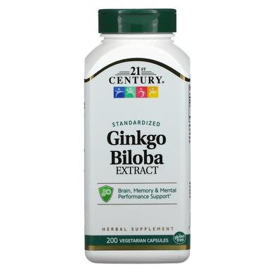 Гінкго Білоба, Ginkgo Biloba, 21st Century, екстракт, 200 капсул - фото
