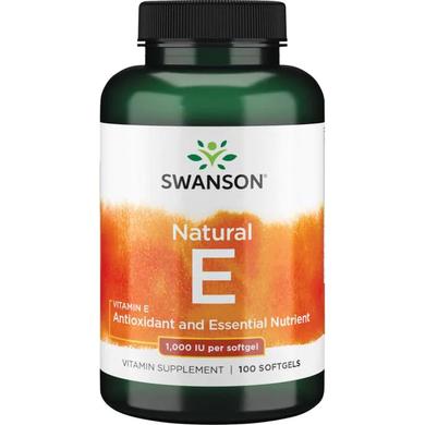 Витамин Е - Натуральный, Vitamin E - Natural, Swanson, 1,000 МЕ, 100 капсул - фото