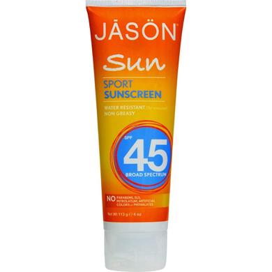 Сонцезахисний крем SPF 45 (Sport Sunscreen), Jason Natural, спорт, 113 г - фото