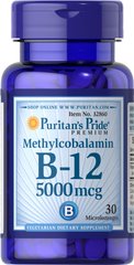 Витамин В12, метилкобаламин, Methylcobalamin Vitamin B-12, Puritan's Pride, 5000 мкг, 30 миниледенцев - фото