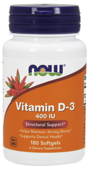 Витамин Д3, Vitamin D-3, Now Foods, 400 МЕ, 180 капсул - фото