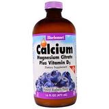 Жидкий кальций цитрат магния+Д3, Calcium Magnesium, Bluebonnet Nutrition, черника, 472 мл, фото