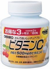Жевательные таблетки Витамин С, Orihiro, вкус вишни, 180 таблеток - фото