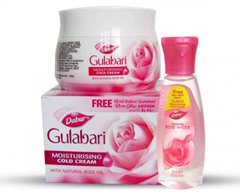 Крем для лица с шафраном и куркумой + Розовая вода для лица, Gulabari Moisturising Cold Cream + Gulabari Premium Rose Water, Dabur, 55 мл/59 мл - фото