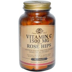 Витамин С шиповник, Vitamin C, Solgar, 1500 мг, 90 таблеток - фото
