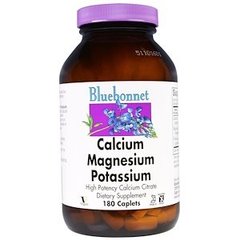 Кальцій Магній Калій, Calcium Magnesium Potassium, Bluebonnet Nutrition, 180 капсул - фото
