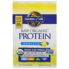 Протеїн, смак ванілі, Protein, Garden of Life, органік, 10 пакетів по 31г - фото