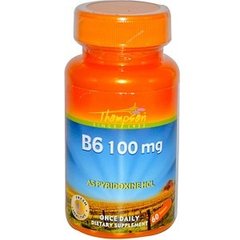 Витамин В6, Vitamin B-6, Thompson, 100 мг, 60 таблеток - фото