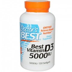 Витамин D3 5000IU, Doctors Best, 720 желатиновых капсул - фото