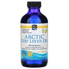 Рыбий жир из печени трески, Cod Liver Oil, Nordic Naturals, лимон, арктический, 237 мл - фото