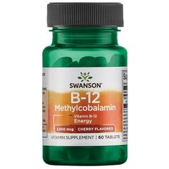 Витамин В-12 (метилкобаламин), Ultra Vitamin B-12 Methylcobalamin, Swanson, 2500 мкг, вкус вишни, 60 таблеток - фото