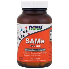 SAMe, C-Аденозил-Л-Метионин, Now Foods, 400 мг, 60 таблеток - фото