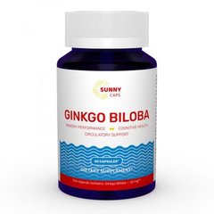 Гинкго Билоба, Ginkgo Biloba, Sunny Caps, 20 мг, 60 капсул - фото
