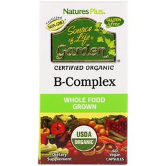 Комплекс витаминов группы В, B-Complex, Nature's Plus, Source of Life Garden, органик, 60 капсул - фото