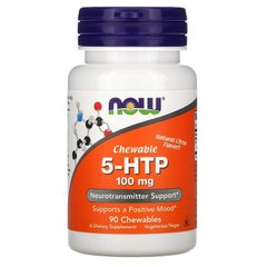 5-HTP (5-гидрокситриптофан) c цитрусовым вкусом, Now Foods, 100 мг, 90 жевательных таблеток - фото