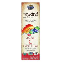 Вітамін С, Vitamin C, Garden of Life, Mykind Organics, вишня-мандарин, органік, спрей, 58 мл - фото