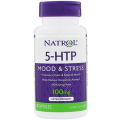 5-гідрокси L-триптофан (5-НТР), Natrol, 100 мг, 30 капсул - фото
