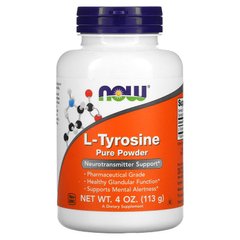 Тирозин, L-Tyrosine, Now Foods, порошок, 113 грамм - фото