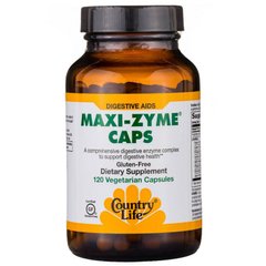 Ферменти, (Maxi-Zyme Caps), Country Life, 120 капсул - фото