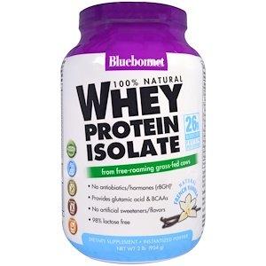 Сывороточный протеин изолят, ваниль, Whey Protein Isolate, Bluebonnet Nutrition, 100% натуральный, 924 г - фото
