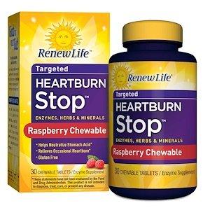 Засіб від печії зі смаком малини, Heartburn Stop, Renew Life, 30 жувальних таблеток - фото
