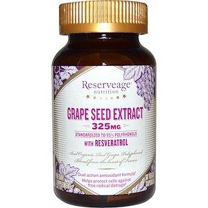 Екстракт виноградних кісточок, Grape Seed Extract, ReserveAge Nutrition, 325 мг, 60 вегетаріанських капсул - фото