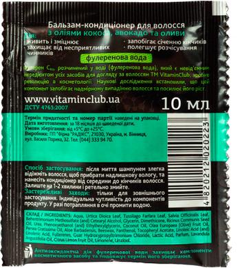 Бальзам-кондиціонер для волоссяз оліями кокоса, авокадо та оливи, VitaminClub, 10 мл - фото