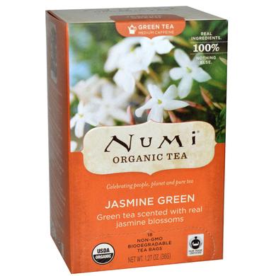 Органический зелёный чай Зелёный жасмин, 18 пакетиков - фото